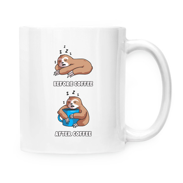 Hrnek malý bílý s potiskem Lenochod