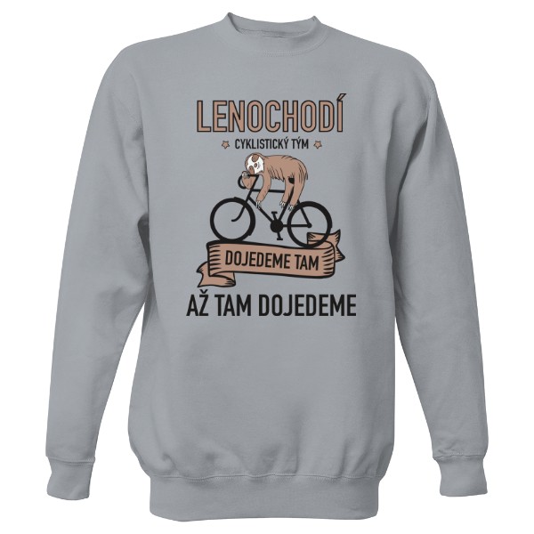 Mikina bez kapuce Unisex s potiskem Lenochodí cyklistický tým