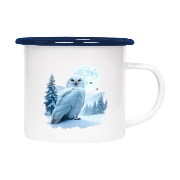 Plecháček - smaltový lem s potiskem Sněžná sova